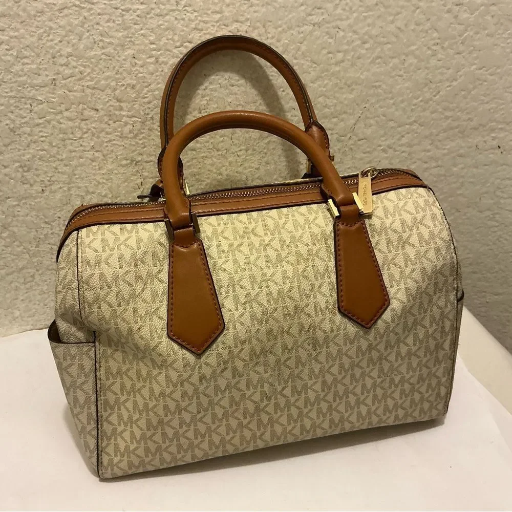 Michael Kors Tan and Brown Signature Satchel